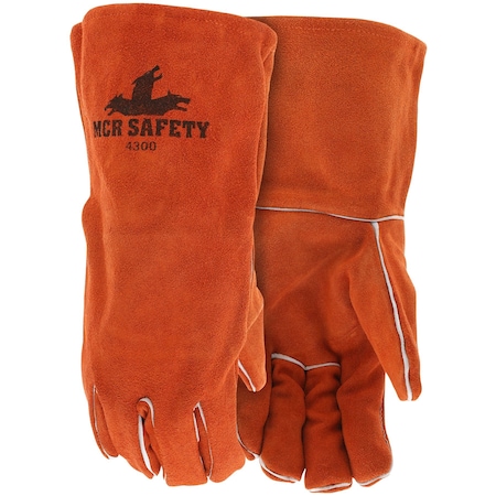 Mcr Safety Gloves, Brown Sel Leather Welder, 12PK 4300